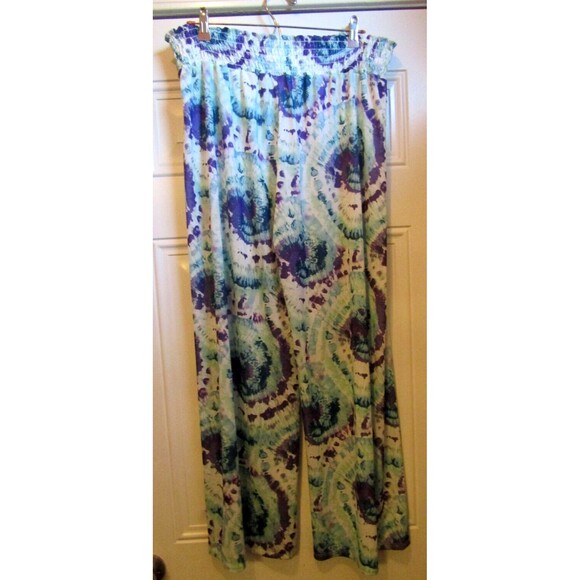 West Loop Pants Tye Dye Straight Wide Leg Lounge Palazzo Beach NWOT Size XL - Picture 4 of 6